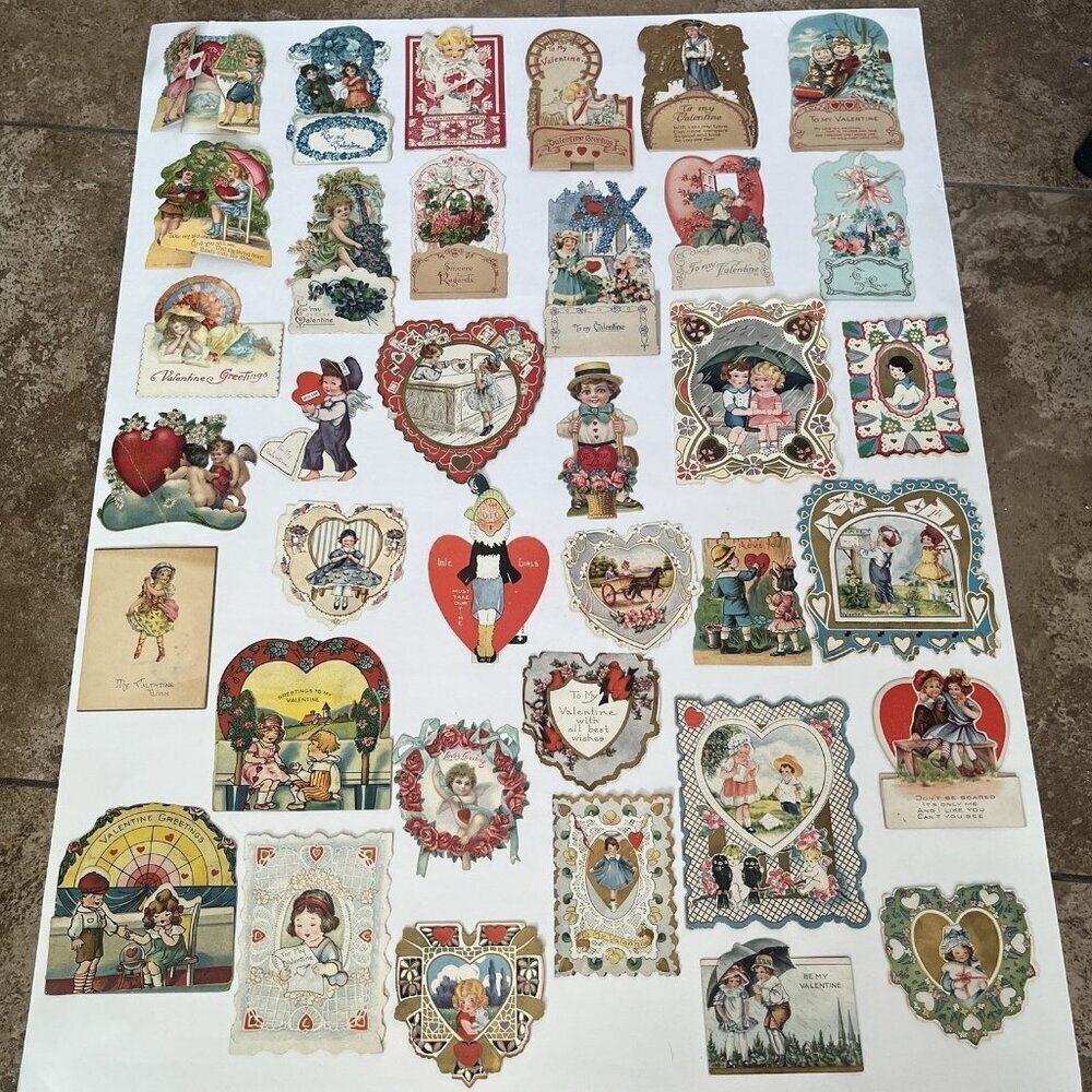 Vintage Valentine Card Lot Mechanical Stand Up Die Cut Honeycomb USA Germany - Picture 1 of 16